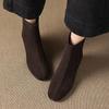 Krazing Pot Cow Suede Nubuck Winter Round Toe Chelsea Boots Med Heels Zipper Crystal Heels Women Ankle Boots