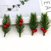 20/5pcs Christmas Red Berry Pine Cone Holly Branches Artificial Pine Needles Xmas Tree Ornament Home Decoration DIY Wreath Gift