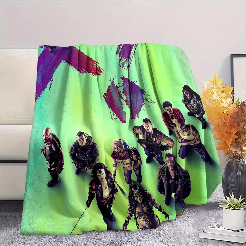 

Suicide Squad on a Green Background Flannel Blanket, Warm Comfortable Throw for Home Use, Perfect Gift for Fans 75x90cm