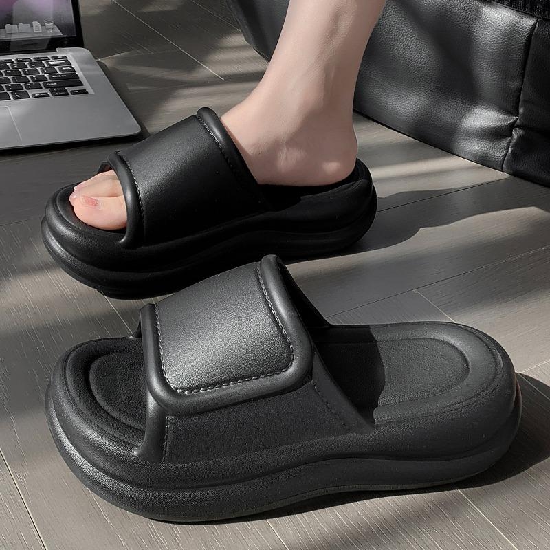 

Women s cool slippers with muffin soles, thickened soles and heightened one-word slippers when going out, summer seaside casual beach shoes 39-40