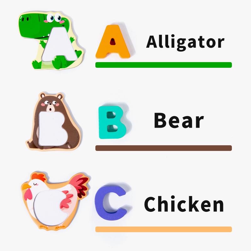 Wooden Children'S Educational Toys 26 Letter Animal Pairing Puzzle Early Education Educational Enlightenment Toy