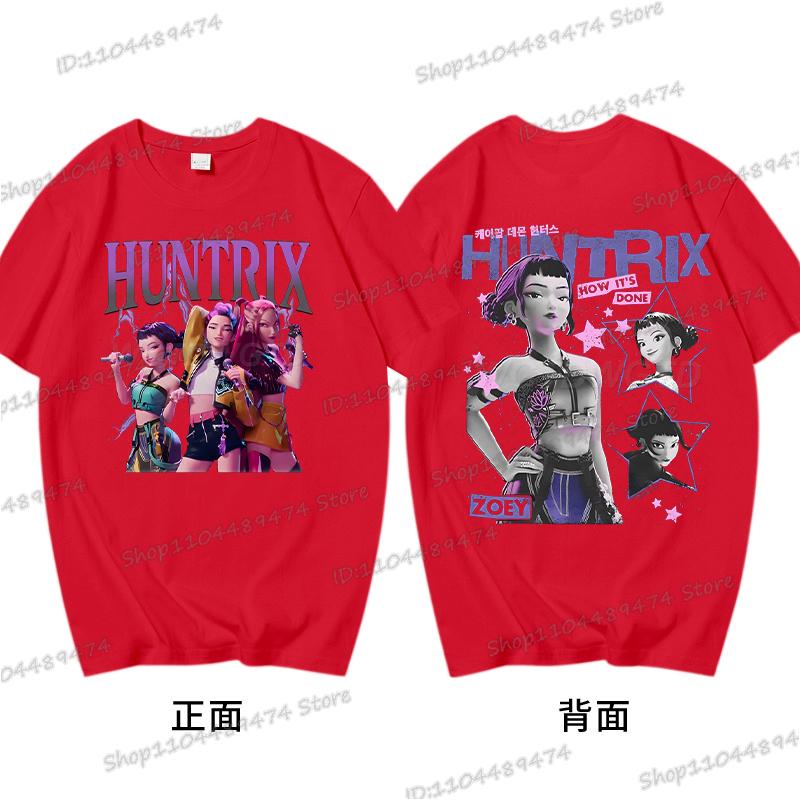 KPop Demon Hunters Rumi Zoey Miba T-shirt Men Korean Anime T Shirt Cartoon High Quality Cotton Tshirt Fashion KPop Tee Female