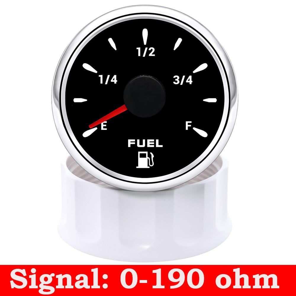 A Waterproof 2" 52mm Fuel Level Gauge 0-190ohm 240-33ohm 7 Colors LED Fuel Level Meter For Marine Boat Car Truck 9-32V Universal