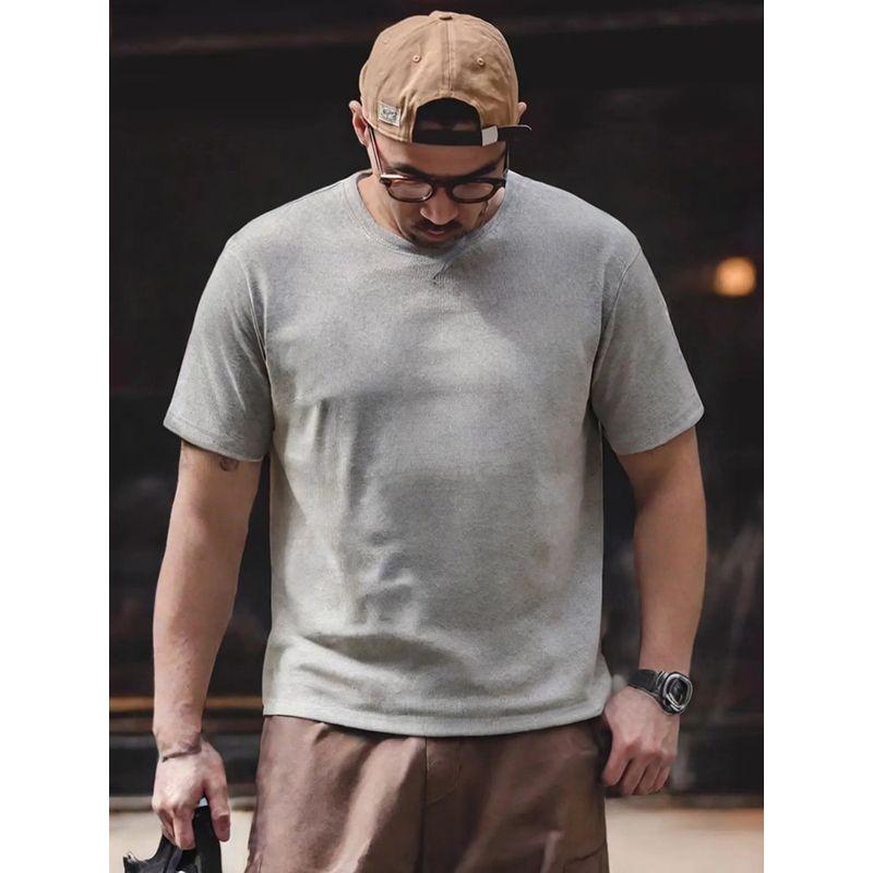 American Amekaji Heavy 320G Pure Cotton All-Match Short sleeve T-shirt Men's Summer Bottoming Shirt Foreign Trade Men's T-shirt