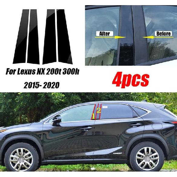 Black Glossy Window Center B Pillar Cover For Lexus NX 200t 300 300h 2015-2021