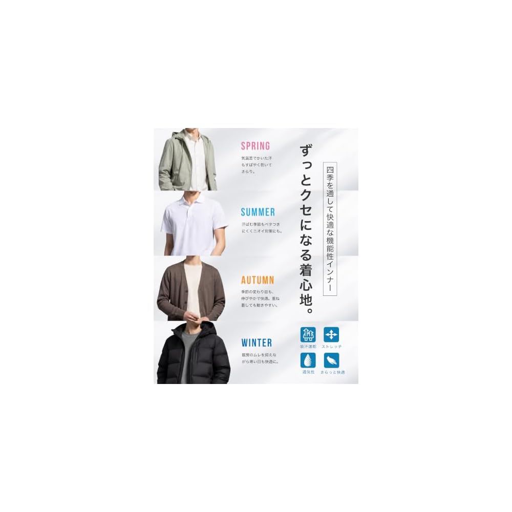 Nutopia Men's Undershirt, Short Sleeve, Sweat-Wicking, Quick-Drying, 3-Pack, V-Neck, Short Sleeve,