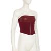 Retro Cross-Border Lace-Up Strapless Waist-Shaping Top and Hollow-Out Leather Skirt Set for Women