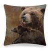 Funny Wild Animals Pattern Decor Cushion Cover 45x45cm Bear Eagle Fox Printed Linen Pillow Cover Home Decor Pillowcase for Couch