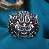 Men's Mythical Beast Pixiu Qilin Open Ring - Thai Silver Alloy