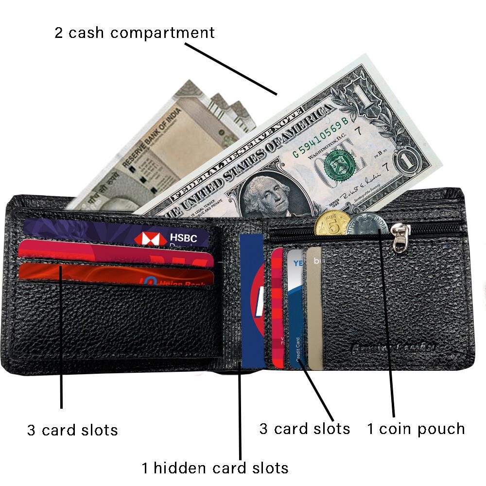 RSINC Genuine Leather Handmade Credit Card Id &Cash Wallet Cash Bifold Black BL B0DS8D5W6T