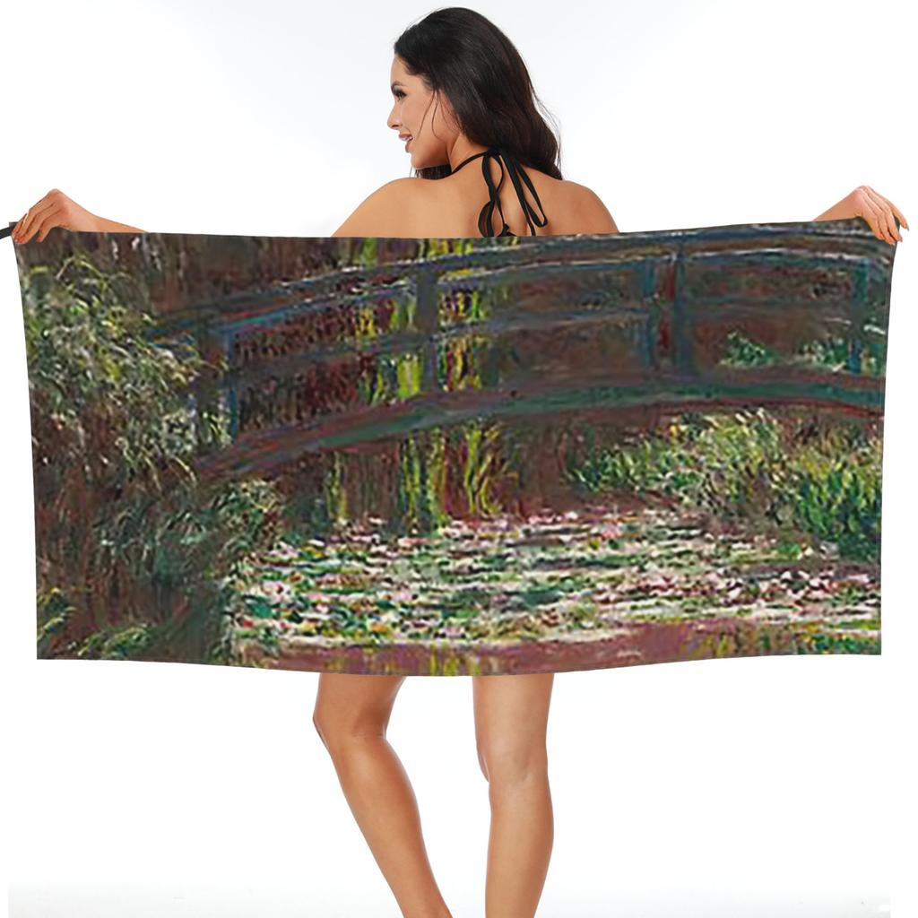 Claude Monet - Water Lily Pond Beach Towel Soft Microfiber Quick Dry Absorbent Quick Towels For Mountain Climbing