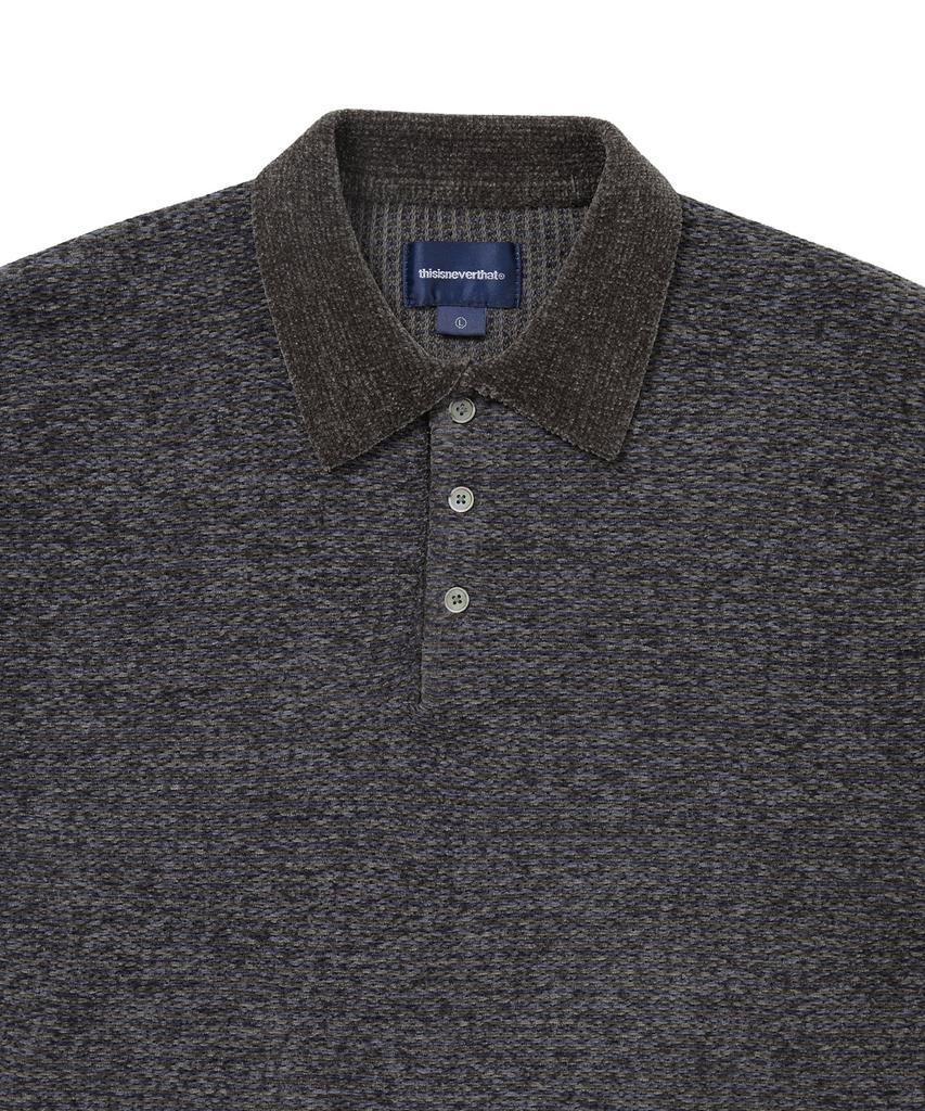 THISISNEVERTHAT Velvet Knit Polo Charcoal