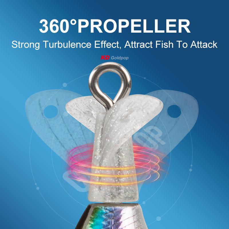 Kingdom GOLDPOP Fishing Lures 35mm 5.5g/9g Floating & Sinking Pencil Popper Hard Bait Soft Rotating Tail Topwater Wobblers Baits
