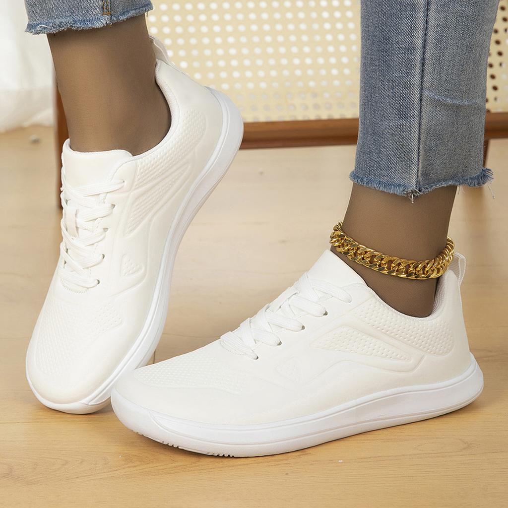 TUINANLE Modische Damen Flache Sneaker Bling Rosa Dicke Sohle Schnürung Glänzend Trend Freizeit Atmungsaktive Schuhe