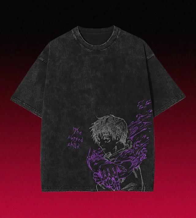 Camiseta Oversize Lavada Gráfica Y2K Jujutsu Kaisen Hombres Mujeres Casual Algodón Holgada Manga Corta Cómoda Algodón Ropa Femenina Masculina