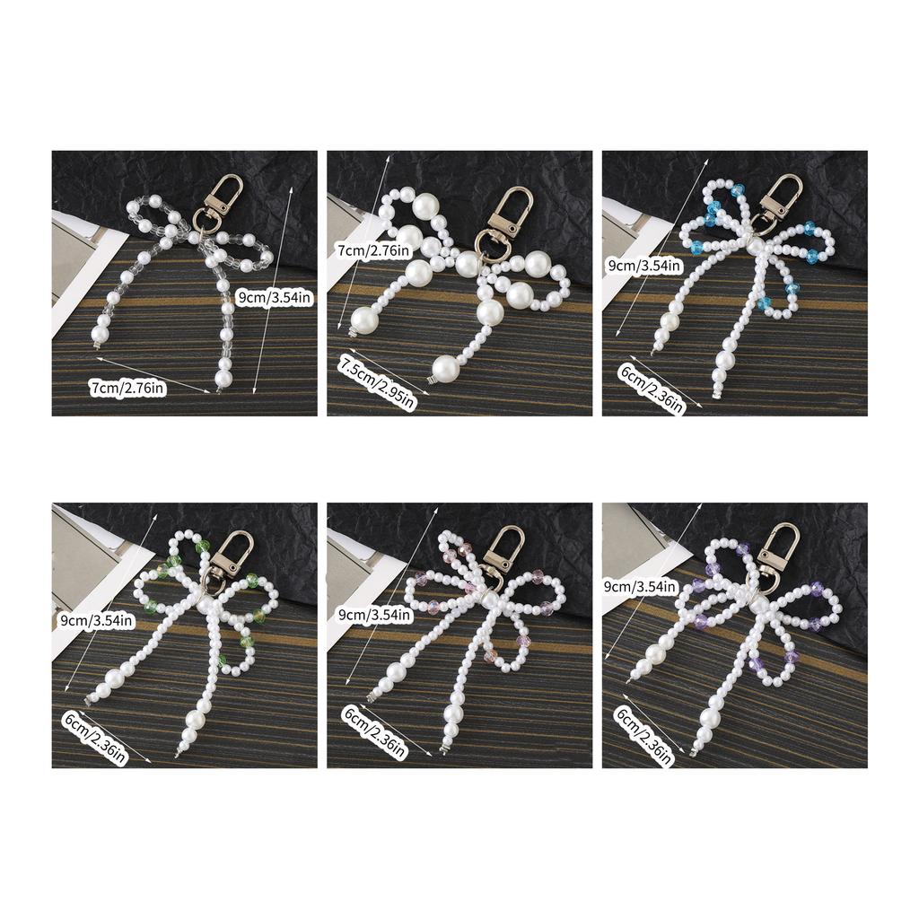 Elegant Bowknot Keychain Pendant Bag Decoration Bag Accessory Bead Bag Pendant Key Ornament Perfect for Daily Party Use