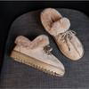 New Snow Boots for Women's 2026 Autumn and Winter Hairy Lace Up Naked Boots Bean Sand Green Anti Slip Short Barrel Bread Shoes