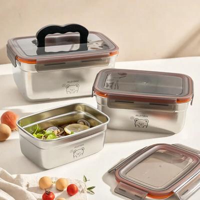 Large Capacity 304 Stainless Steel Food Storage Container Sealed Refrigerator Fresh-keeping Box for Fruit Vegetable Meat