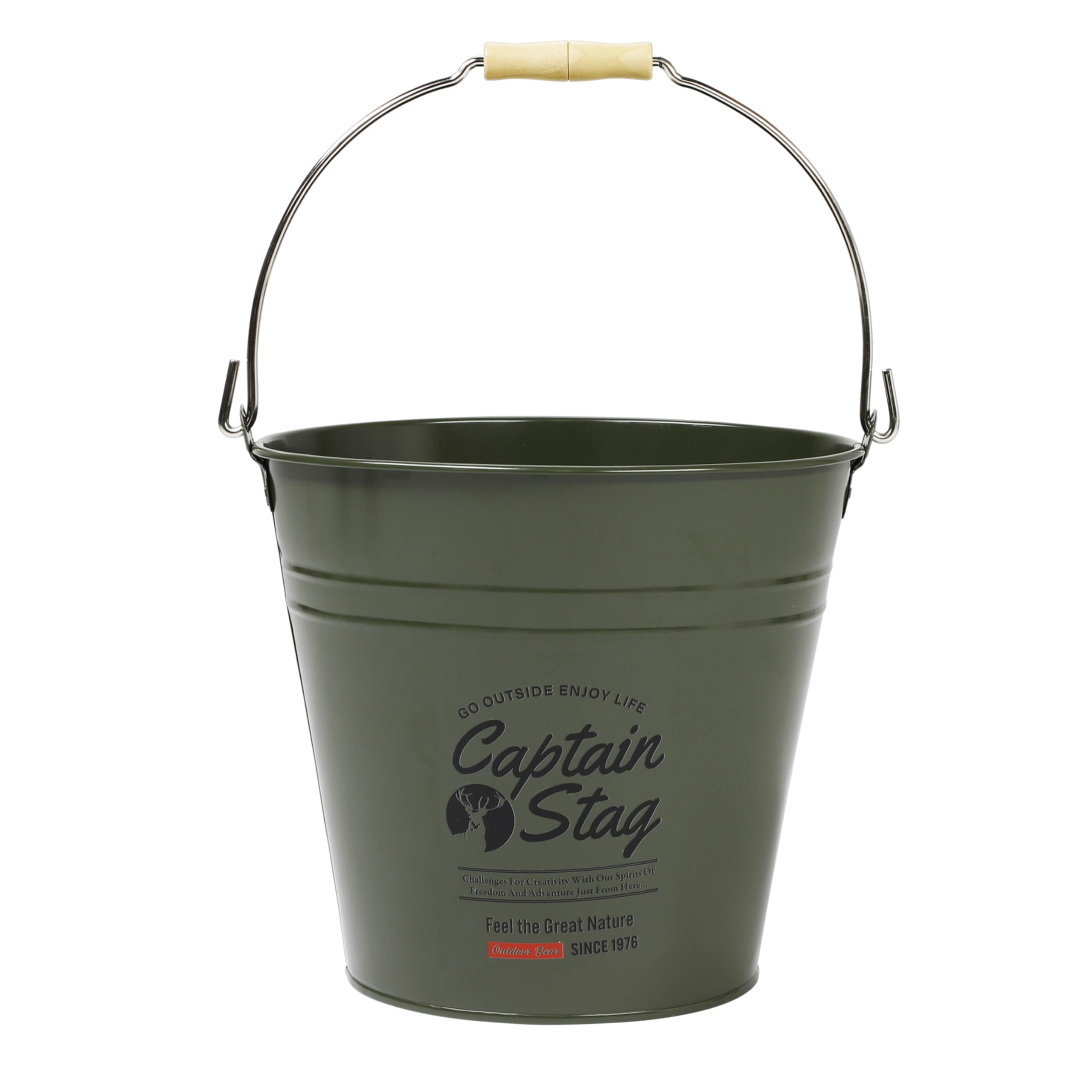 

Captain Stag Уличное ведро CS Жестяное ведро 10 л с деревянной ручкой, Оливковое, UM-1620 оливковый