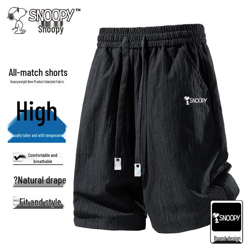 Snoopy Men s Summer Casual Straight Fit Shorts XL чёрный