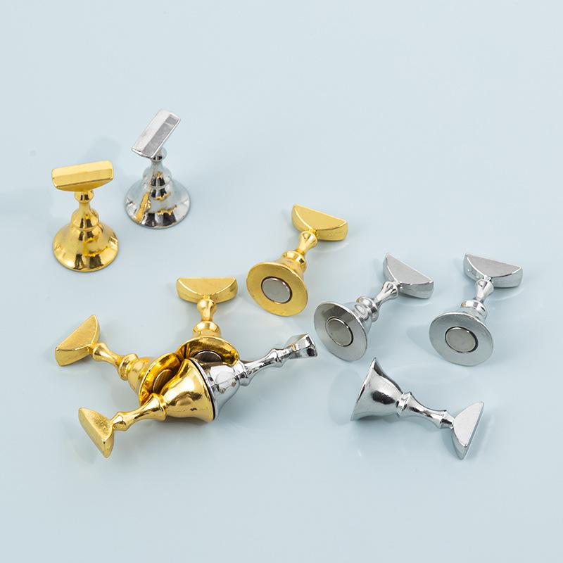 Pièces d'échecs magnétiques or et argent pour nail art, pièces d'échecs magnétiques fortes entièrement métalliques, outils de pratique pour nail art, supports à porter pour ongles 5 paquets