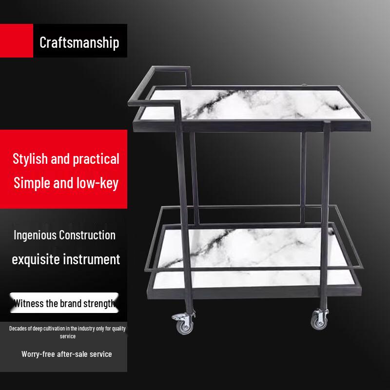 Hotel Service Trolley with Faux Marble Shelves