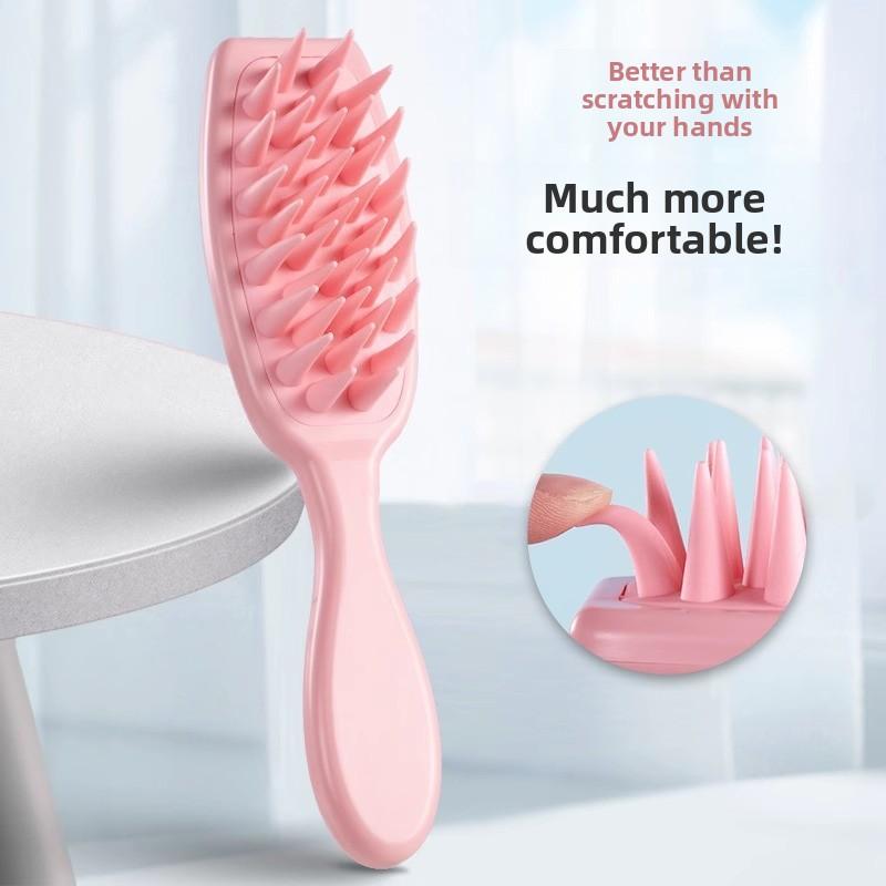 Silicone Hair Brush Long Handle Silicone Hair Comb Hair Massage Comb Cleansing Scalp Essential Oil Shampoo Brush