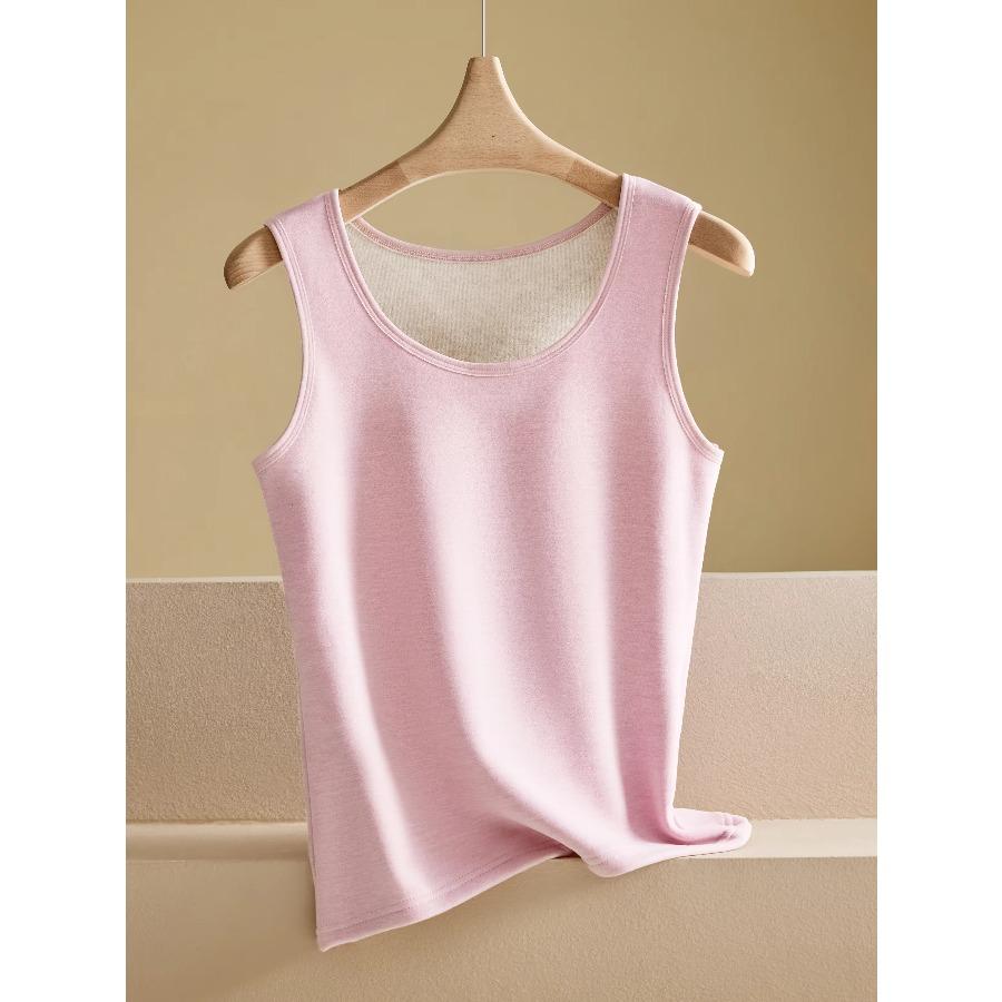 Women's Thermal Vest, Double-Layered, Fleece-Lined, Thickened, Warm Outerwear, Heat-Generating, Sleeveless Base Layer Top