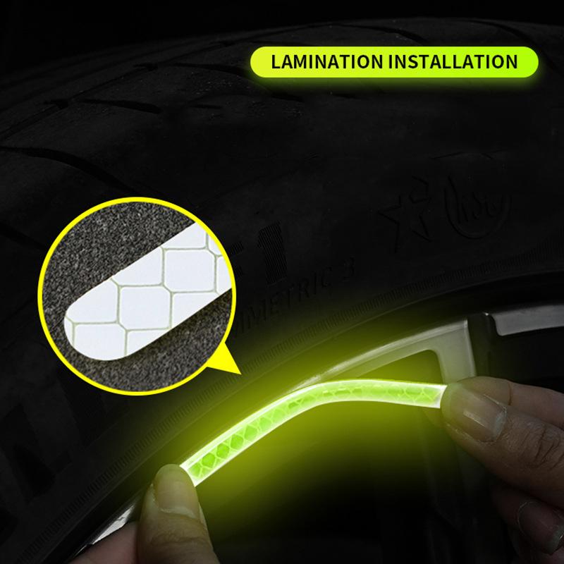 20Pcs Auto Motorcycle Bicycle Car Wheel Hub Reflective Sticker Luminous Stripes Tire Rim Reflective Sticker Night Safety Tape