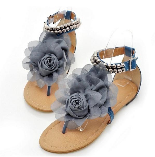 Chic Bohemia Flower Women Flat Beach Sandals Perfect For Any Summer Outfit Eu35-42