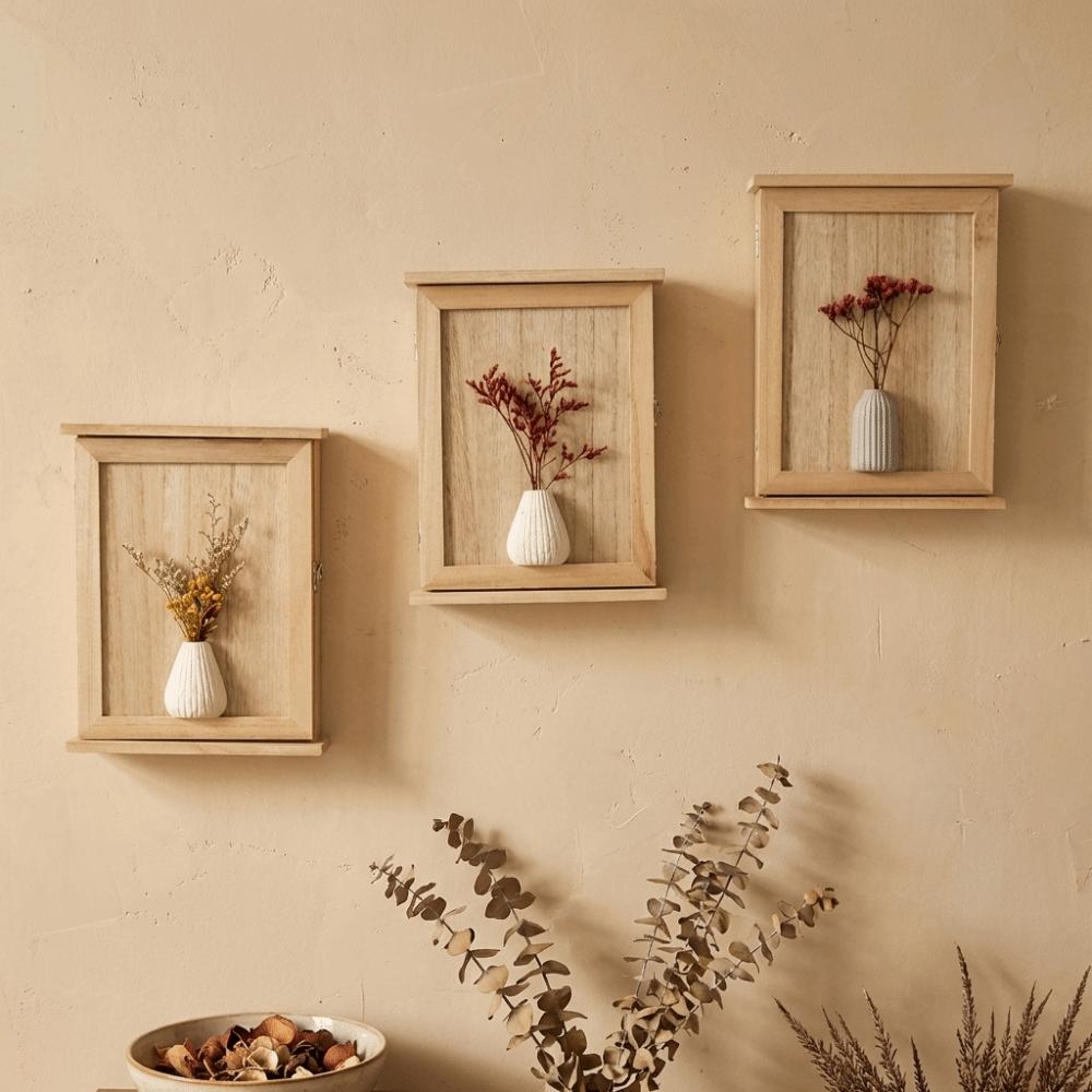 Square Cabinet Key Rack Wooden Entryway Storage Box Wall-Mounted Key Storage Box  Living Room