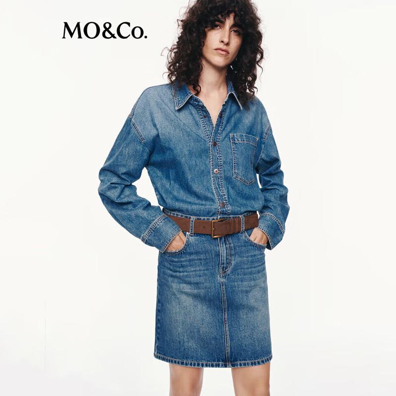 

MO&Co. Women s Faux Two-Piece Denim Long-Sleeve Dress S