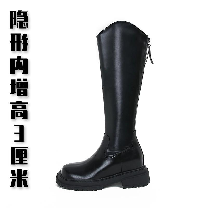 

[Grape mother of the same style] Fashionable legs, fine V-mouth, high cylinder, round head, thick bottom, long cylinder, thin knight boots, women s a 43
