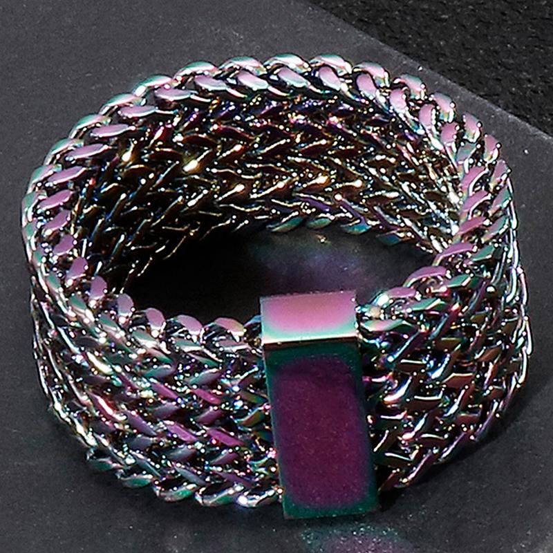 Retro rustfritt stål fiskeskala mesh båndring for menn kvinner unisex par smykker bryllup band navn graverbar