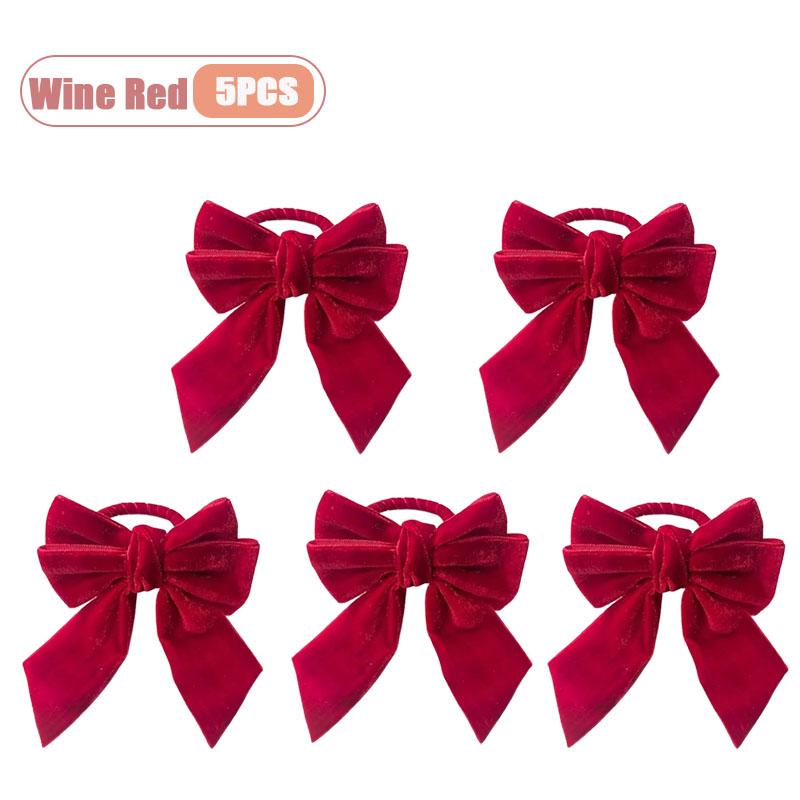 Holiday Christmas Bow Napkin Rings Red and Green Velvet Napkin Holders Festive Table Setting Tissue Rings for New Year