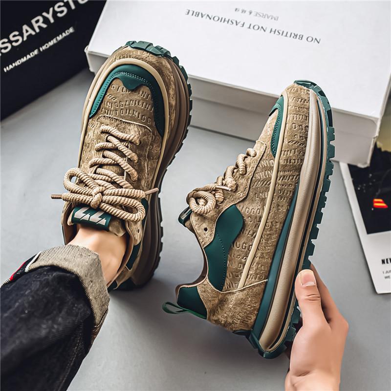 Men's shoes new spring student trend versatile thick-soled wear-resistant non-slip sports casual shoes men's low-top dad shoes