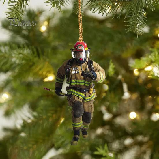 Vánoční stromeček Hasič ozdoba se šňůrkou Široce používané auto Zpětné zrcátko Hasič přívěsek závěsná dekorace