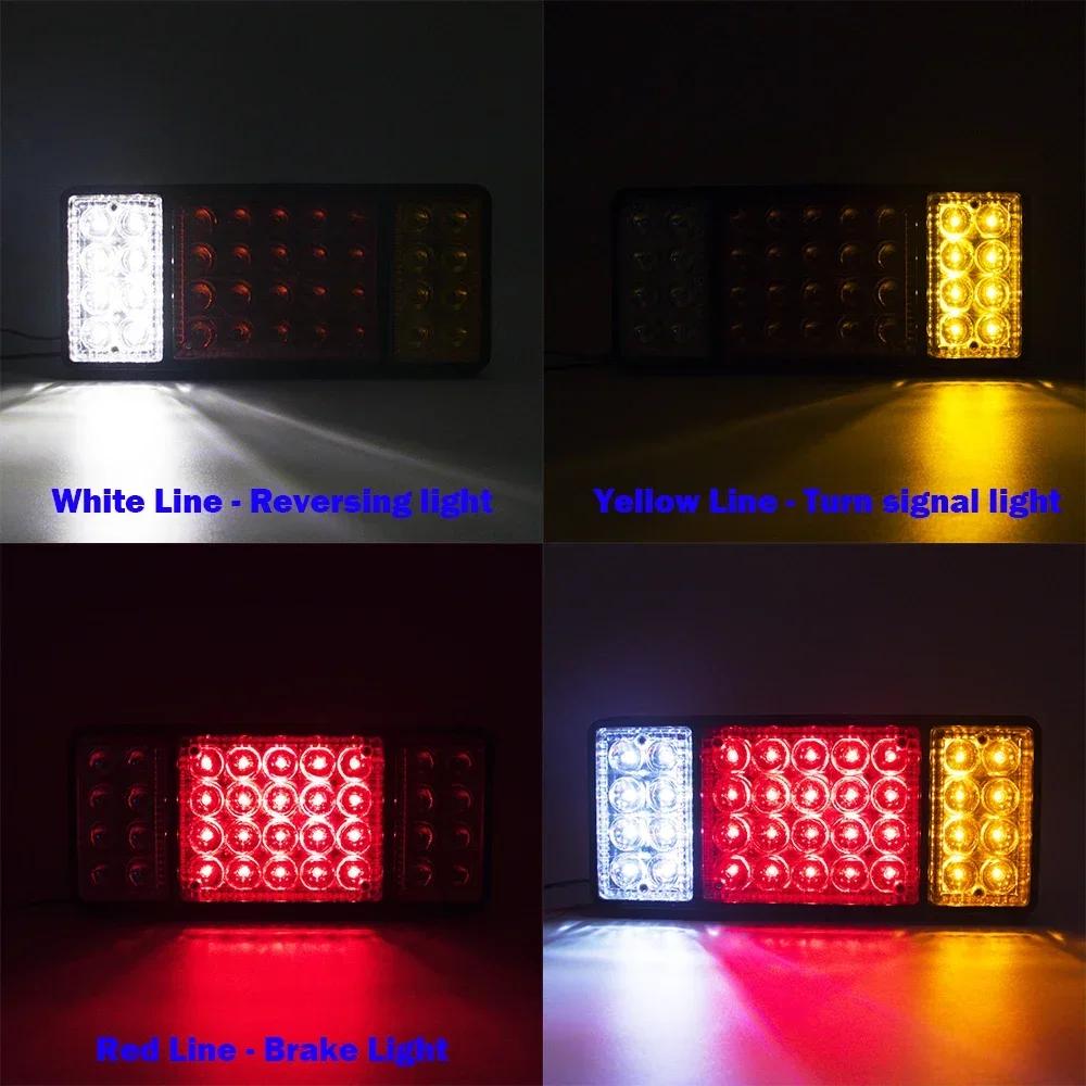 2pcs Waterproof 12V 36 LED Taillights Car 24v Truck RV Van Bus Rear Tail Trailer Lights Signal Indicator Brake Stop Reverse Lamp