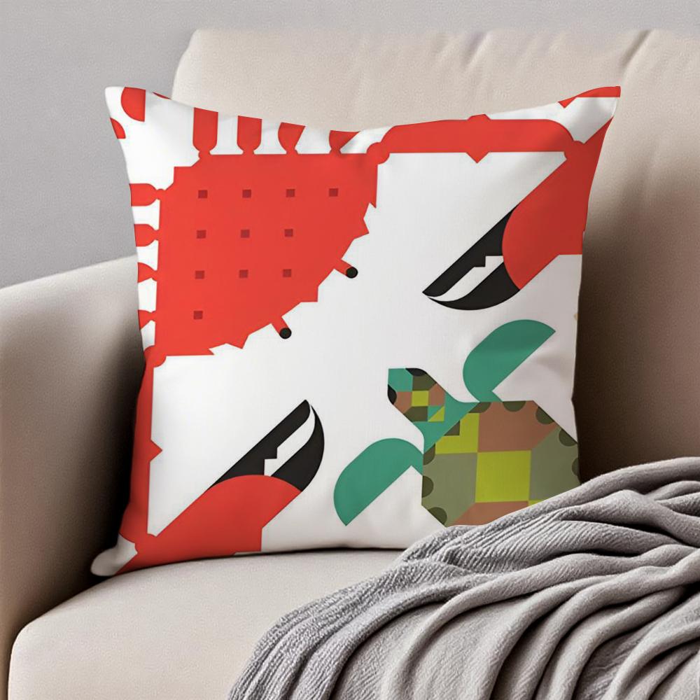 Minimalist Simple Animal Anime Art Cushion Cover Pillowcase Antidustmite Invisible Zipper Short Plush Sofa Cushion