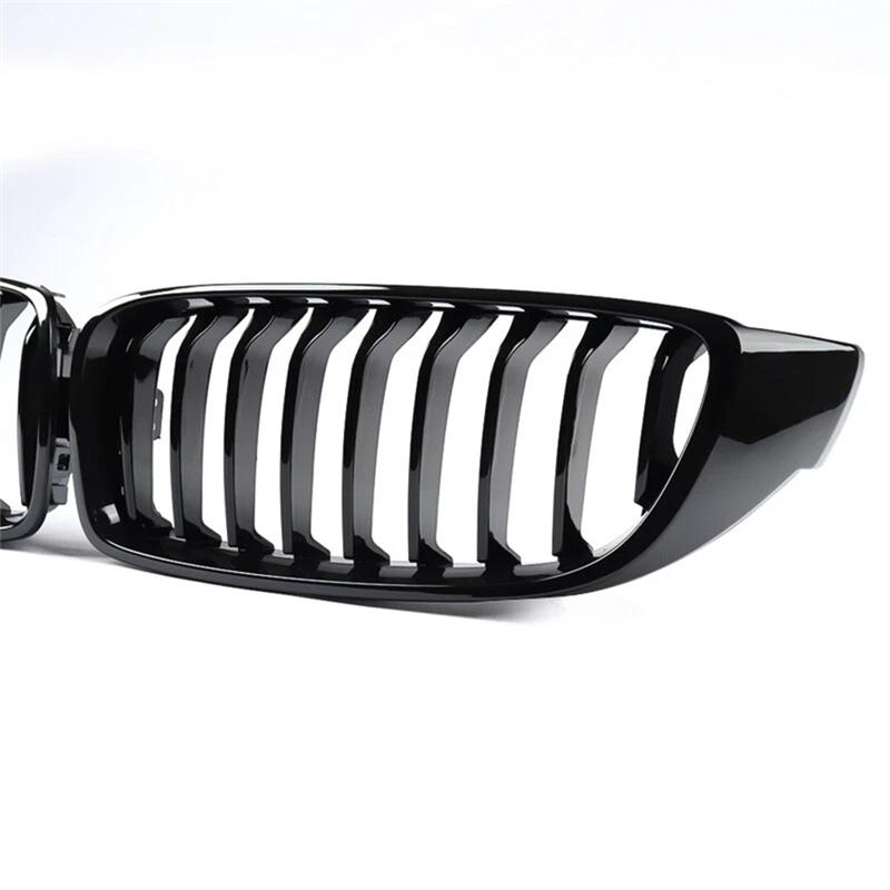 Front Pair For BMW Kidney Grille F32 F33 F36 F82 F83 2014-2020 Color:Glossy Black