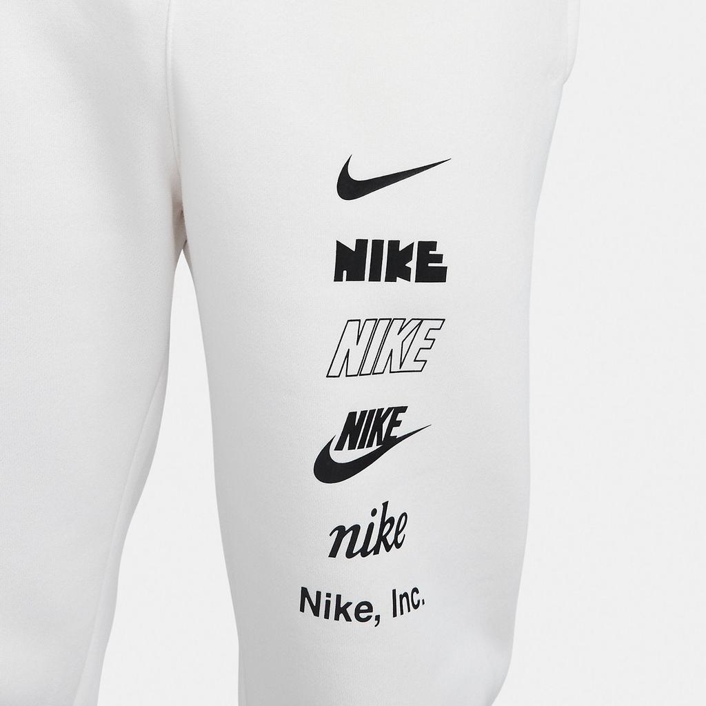 Nike Crew Neck Pullover Long Sleeve Top Casual Sports Set Unisex Tops, Bottoms White FB5510-025+DX0796-030