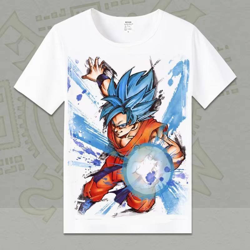Dragon Ball Animation Derivatives Goku Vegeta Buu Frieza Printed Short Sleeve T-shirt Unisex's and Women's Fashion Cotton Top