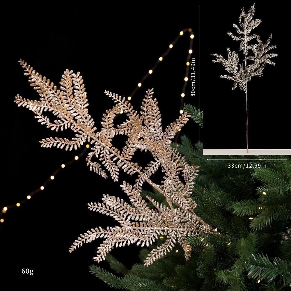 Glitter Branches Christmas Tree Pendant DIY Shiny Christmas Cypress Leaf Handmade Creative Christmas Leaf Pendant