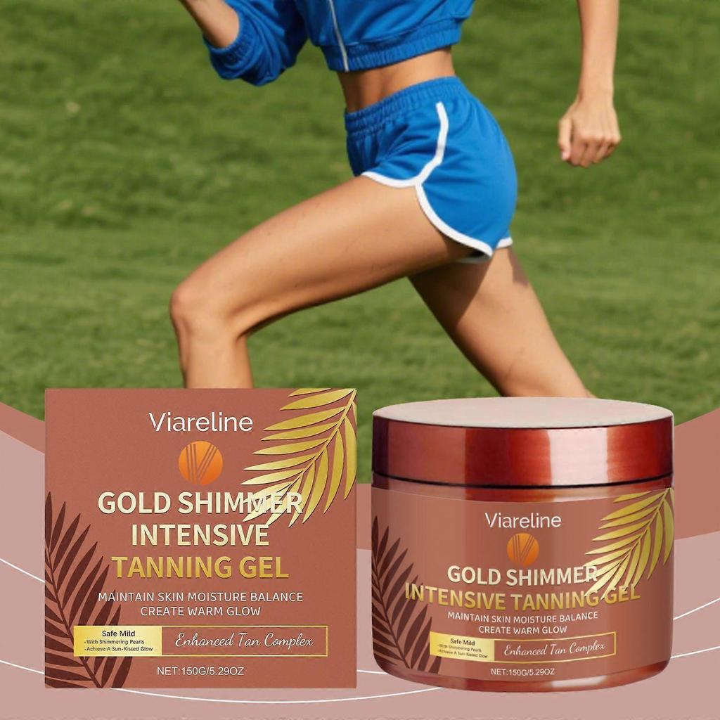 Viareline Golden Shimmer Tanning Gel Summer Beach Even Skin Tone Moisturizing Refreshing Tanning Gel