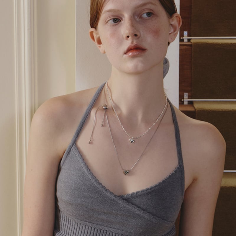 eenie beenie twin heart slide long necklace