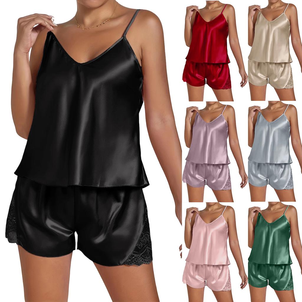 Women's Pajama Large Short Strap Shorts Pajama Set