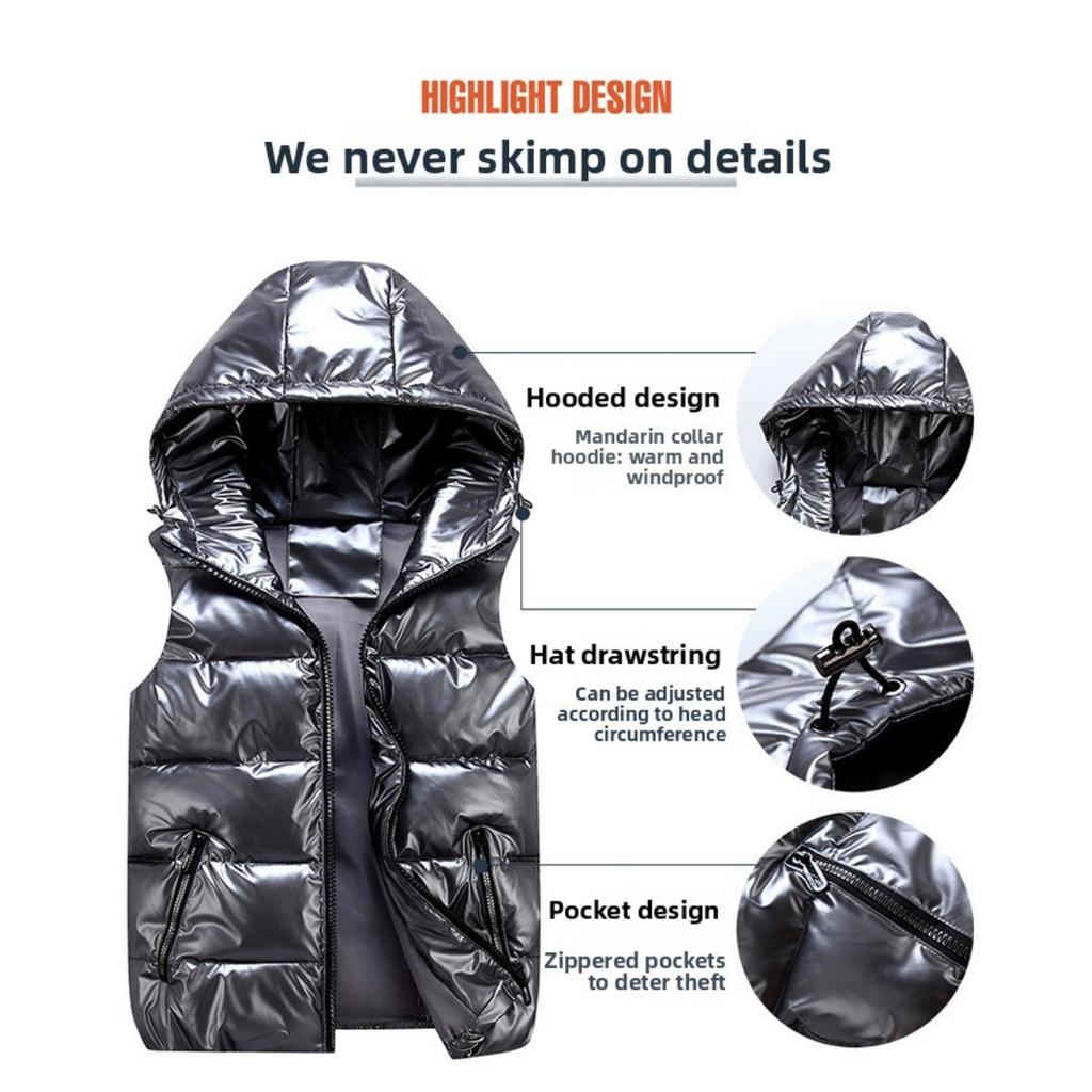 Parent Child Outfit, Cotton Vest, Winter New Style, Shiny Cotton, Shoulder Cotton Vest