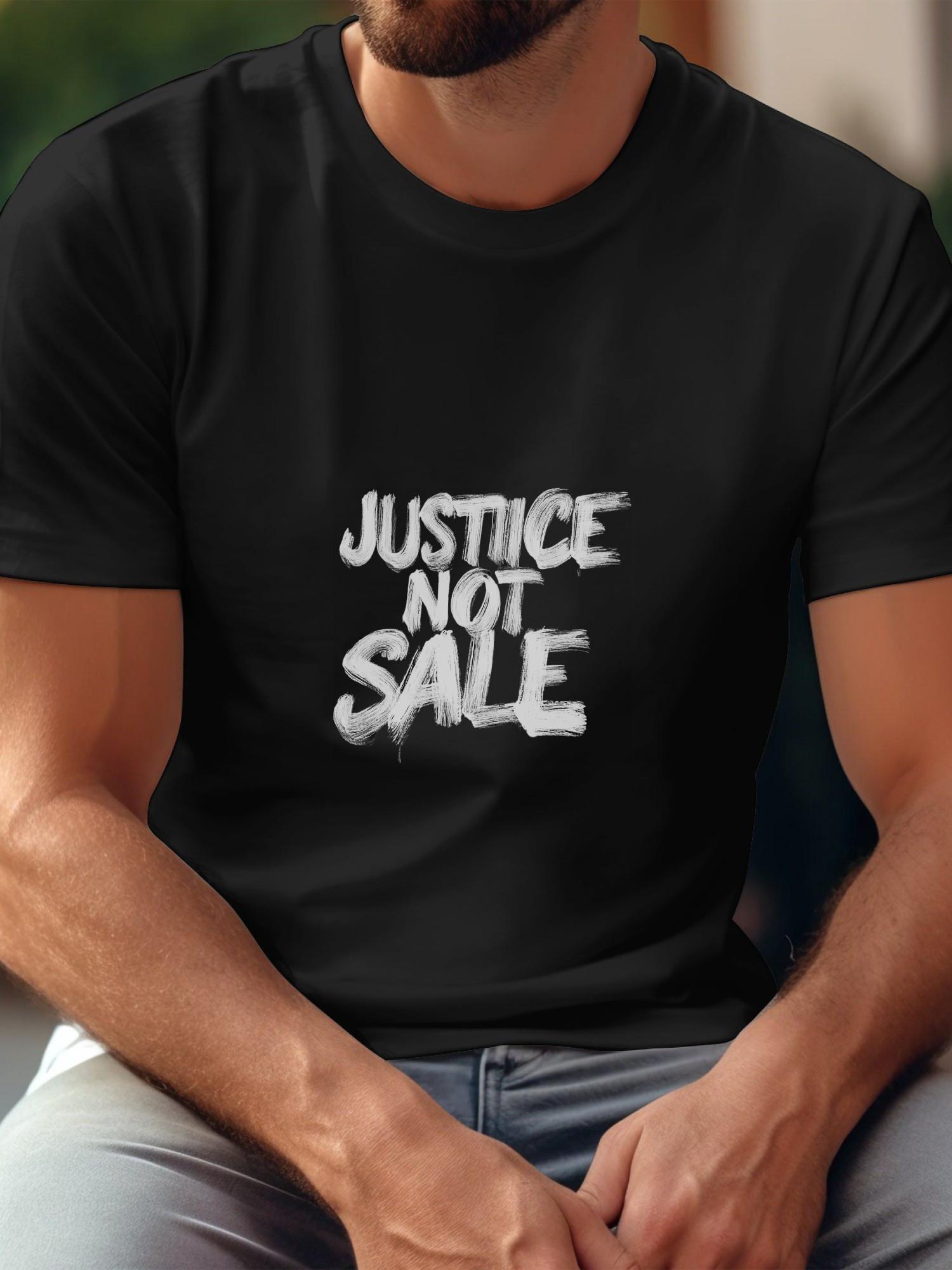 

1pc Bold Brushstroke Justice Not for Graphic T-shirt - 180g Cotton Crew Neck Short Sleeve Tee XXXXL