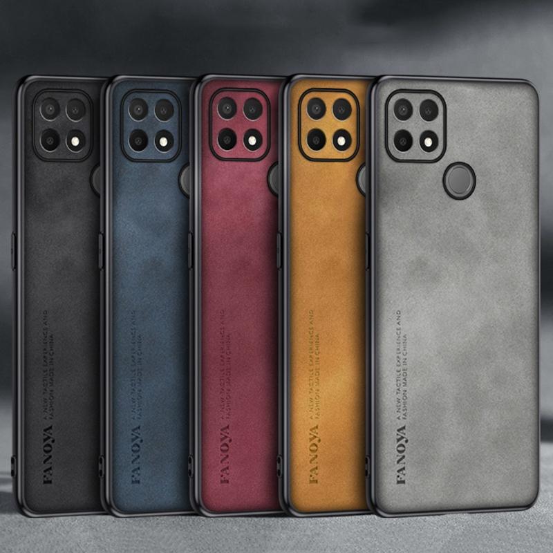 For OPPO A15 A15S Case Luxury PU Leather Phone Case For OPPO A15 S Back Cover Matte Silicone Shockproof Full Protection Coque