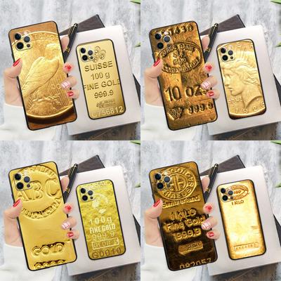 Funda de oro fino de Suiza para iPhone 12 Pro Max 11 13 Pro Max 12 13 Mini X XR XS Max 7 8 Plus SE2 Funda para teléfono